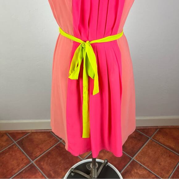 LOFT Pink Color Block Pleated Dress - Picture 6 of 9